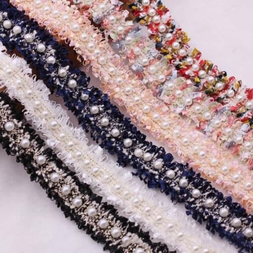 0.9M Vintage Beautiful Pearl Beaded Embroidered Lace Trim Ribbon Fabric Handmade DIY Costume Dress Sewing Supplies Craft