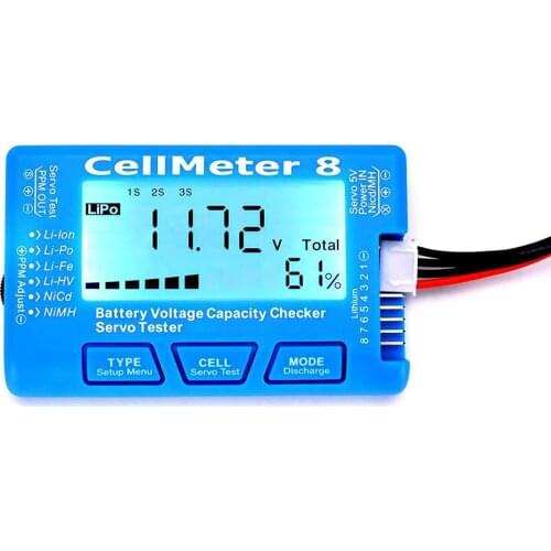 1/2/4pcs Cell Meter 8 servo tester CellMeter 8 Digital Battery Capacity Checker Tester LCD Backlight for LiPo Li-ion NiMH Nicd