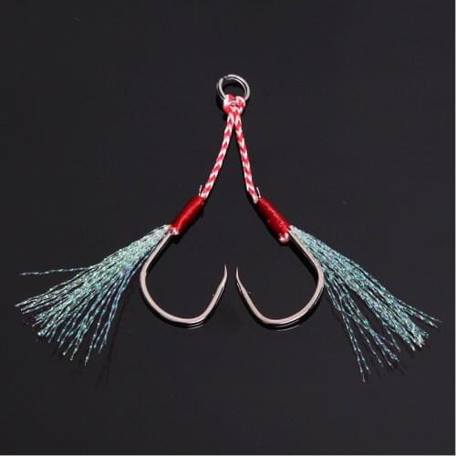 10# 12# 14# 16# 18# 20# Slow Jig Hook with feather Assist Double Fish Hooks Saltwater INCHIKU All For Fishing Tackles Snap