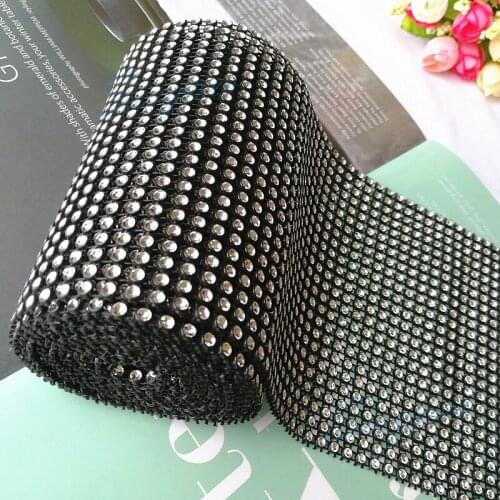 24 Rows of Rhinestone Mesh Yard, 3mm Rhinestone (No Stones) Banding with Black Plastic Base, Trimming for Dress, free shipping