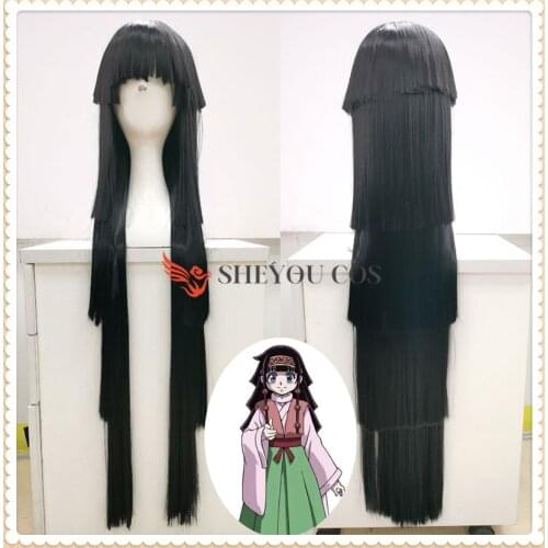 39'' 100cm Long Black Styled Alluka Zoldyck Wig Cosplay HUNTER x HUNTER Cosplay Alluka Zoldyck WIG Hair Aruka Zorudikku WIG