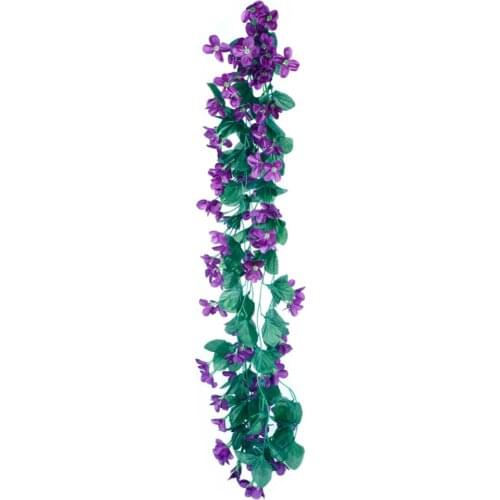 4 Petals.Violet Artificial Flower Decoration Simulation Wall Hanging Basket Flower Orchid Silk Flower Vine