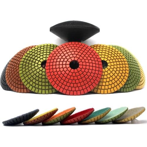 3" 4“ Diamond Convex Polishing Pad 8pcs Polishing Kit For Stone Ogee Edge Bowl Type Arc Sanding Buffing Disc With Rubber Backer