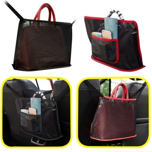 Car Net Pocket Handbag Holder Organizer Seat Back Side Storage Mesh Net Bag for Car Accessories Interior Decoration Net Handbag