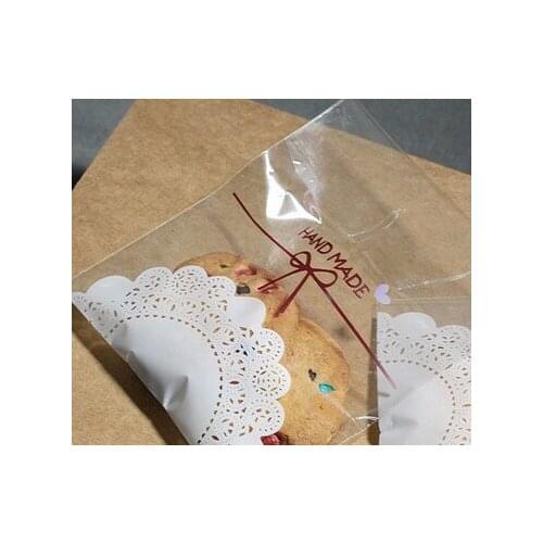 Free shipping 2500pcs/lot 10X11cm Cookie packaging lace candy color self-adhesive plastic bags for biscuits snack baking package
