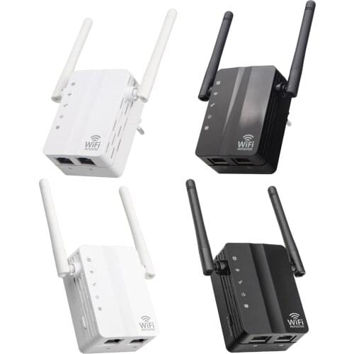 Wireless WiFi Repeater Dual Band 300Mbps Signal Amplifier Booster 2 Antennas WiFi Range Extender Wlan LAN Port Router
