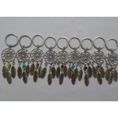 Dream Catcher 10Pcs Fashion Vintage Dreamcatcher Feather Evil Eye 25mm Keychain Trace Chains Charm Fit Key Chains Jewelry