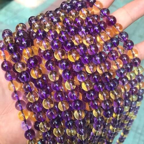 Factory price Natural Smooth Crystal Ametrines Round Loose Beads 4 6 8 10 12mm Gem Stone Loose Beads For Jewelry making Strand