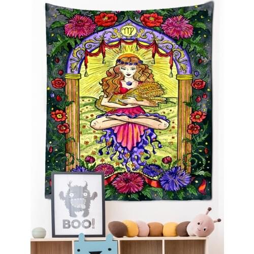 Flower Queen Tapestry Tarot Wall Decor Mandala Rug Wall Fabric Hanging Tenture Boho Decor Indian