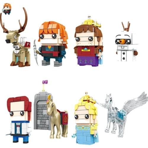 2021 New Frozen Princess Aisha DIY Big Head Model Set Building Blocks Assembly Toys Childrens Birthday Gifts Boys and Girls