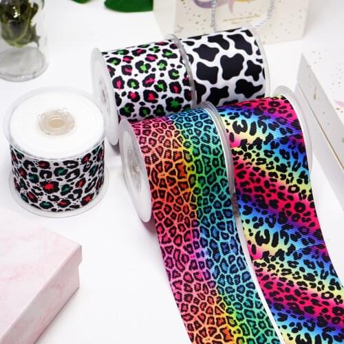 DIY Cartoon Leopard Printed Grosgrain Ribbon For Craft Supplies Sewing Accessories 5 Yards. 16675
