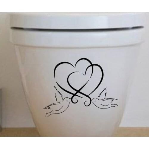 Hearts And Doves Love Animal Home Toilet Stickers Decals Decor Vinyl 6WS0328