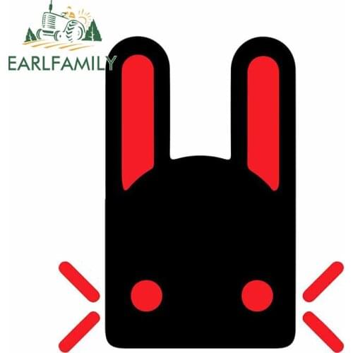 EARLFAMILY 13cm x 11.5cm for Red and Black Jade Rabbit Car Sticker Scratch-proof Decoration Custom Printing Decal for VAN SUV