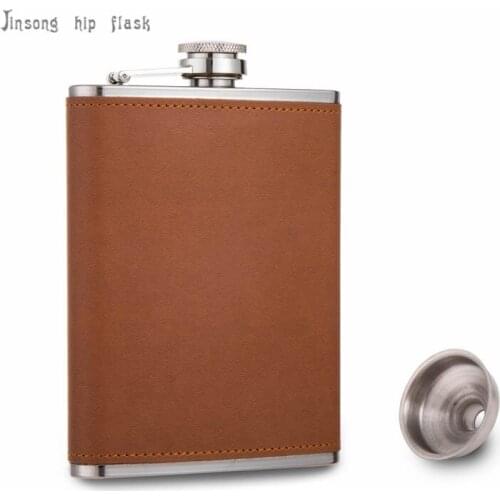 227 ml Flask 8 oz leather hip flask Food Grade Stainless Steel drinkware Alcohol Liquor Whiskey Bottle gifts