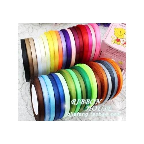 Hot sale (25 yards/roll ) 6mm Single Face Satin Ribbon Wholesale gift packing Christmas ribbons belt gift packing and craft diy