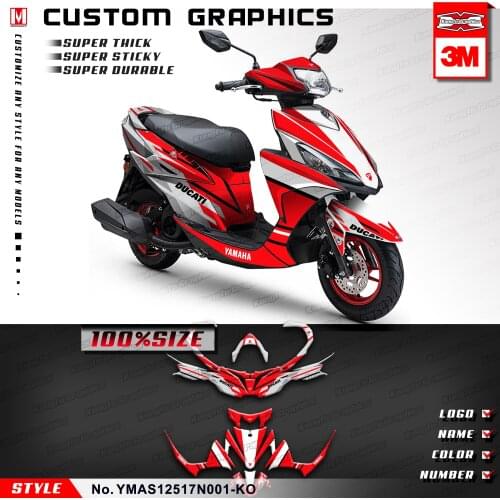 HUMAART Motorcycle Graphics Scooter Stickers Custom Vinyl Wrap Kit for AS125 AS 125 2017 2018 2019 2020 2021, Red White