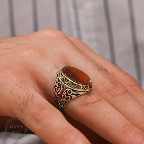 Agate Aqeeq 925 silver mens ring. Mens jewelry stamped with silver stamp 925 All sizes are available