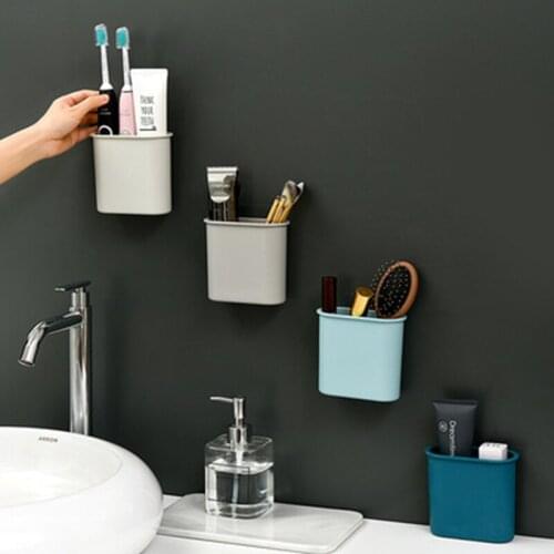 Storage Box, Bathroom, Wall Mounted Toothpaste, Toothbrush Barrel, Bathroom, no Trace Sticker, Finishing and Storage Rack