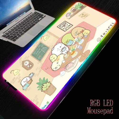 Korilakkuma anime Gaming Computer Gamer Mousepad Large Game RGB Glow LED Mouse Mat Big Mause Pad PC Laptop Keyboard Desk Carpet