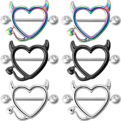 Creativity Little Monster Heart Shaped Nipple Ring sexy body Piercing jewelry new simple stainless steel nipple piercing 2 pcs