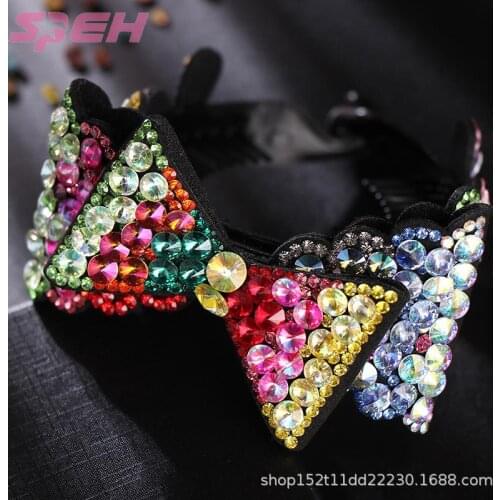 Maru hair ornamental female Korean water drill bow disc hair headdress flower headpiece set diamond fashion hair ring hair clip