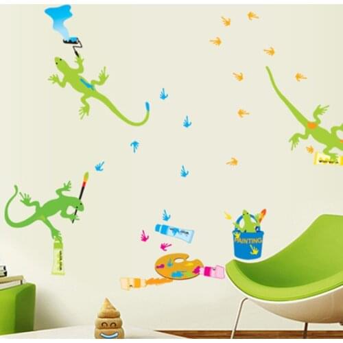 Cartoon Gecko Wallpaper Wall Stickers Childrens Room Bedroom Kindergarten Classroom Window Glass Wall Stickers