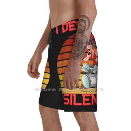 I Destroy Silence MenS Sports Beach Swimming Shorts I Destroy Silence Drums Drum Drummer Band Music Noise Stephenmollie I