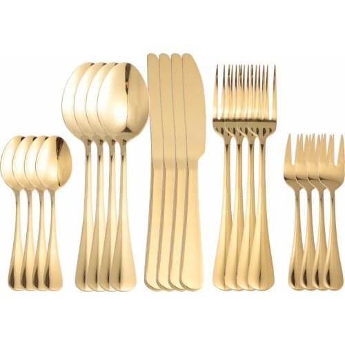 20Pcs Stainless Steel Gold Cutlery Tableware Set Dinnerware Dinner Wedding Party Flatware Set Forks Knives Spoons Set Silverware