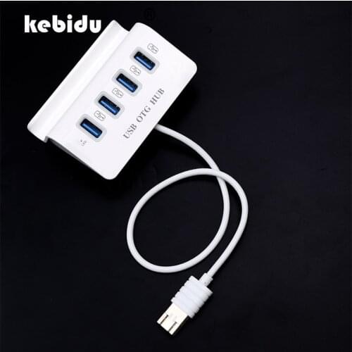 Kebidu 4 Port Multi USB 3. 0 Splitter Micro USB Hub High Speed OTG Hub with Phone Holder for Windows Tablet Smartphone PC