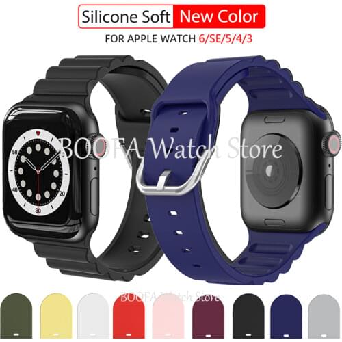 Silicone 38mm 42mm Band Strap For Apple Watch 40 44 Smartwatch For Iwatch Series 3 4 5 SE 6 Rubber Sport Loop Bracelet Watchband