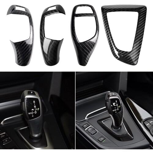 Car Interior Real Carbon Fiber Gear Shift Knob And Panel Cover For BMW F20 F22 F21 F30 F32 F33 F36 F06 F12 F13 X5 F15 X6 F16