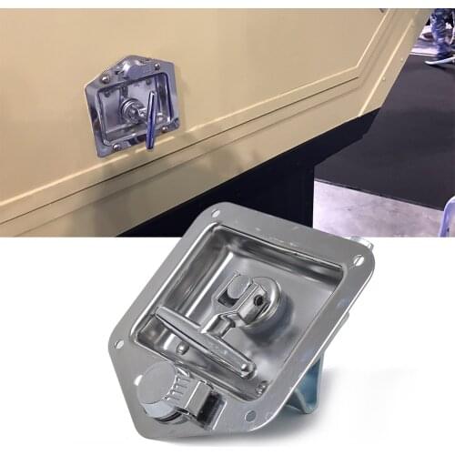 Folding T Handle Lock Stainless Steel Flush Mount Tool Box Trailer Caravan Truck Toolbox 124mm x 121mm
