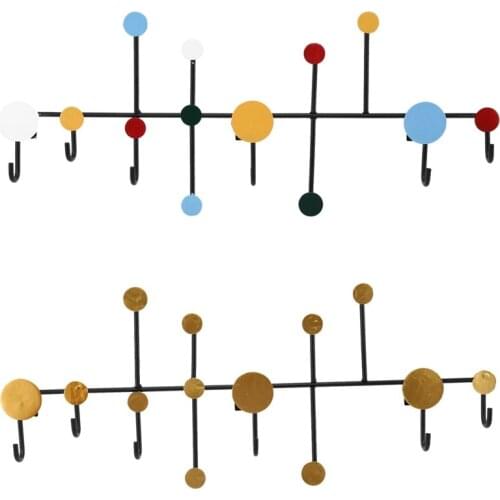 Clothes Bag Hook Nordic Polka Dot Wrought Iron Decorative Key Holder Wall Storage Hook for Living Room Door