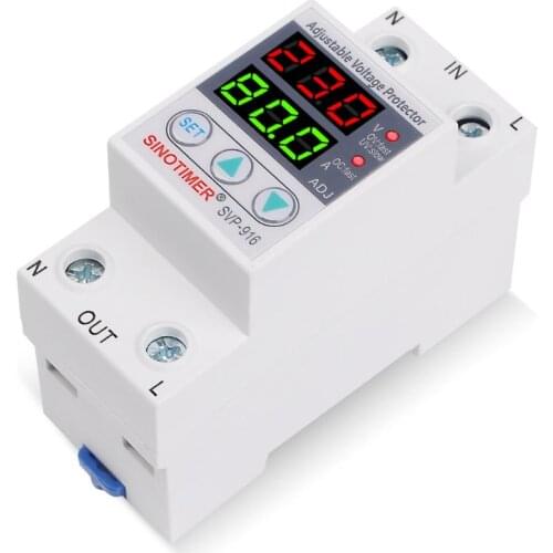 SVP916 Adjustable Voltage Surge Protector Relay 220V 40/63/80A Dual Display Home
