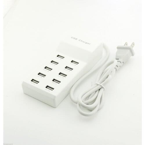 1pcs US/EU 10 Port Fast USB Charging Power Strip Adapter Wall Travel Desktop Charger Hub