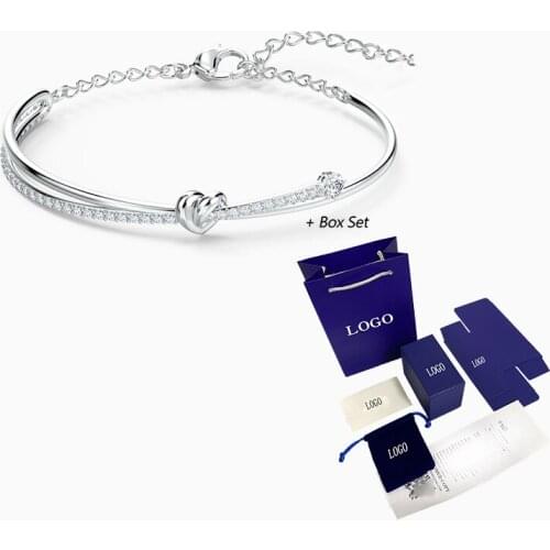 High Quality White Crystal Hearts Chain Bracelet Symbolizing Love Exquisite Mothers Day Gift