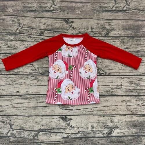 Winter baby boys casual wear Christmas style Santa Claus print milk silk shirt soft top for infants