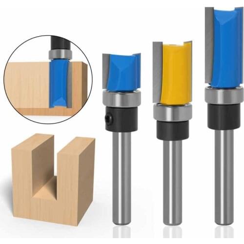 1Pcs 1/4 6mm Shank Milling Cutter Wood Carving Flush Trim Slotting With Bottom Bearing Router Bit Straight Knife Wood Cutter