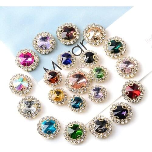 5 pcs Alloy Rhinestone Hand sewn diamond jewelry buckle accessories Round diamond buckle diy handmade clothing bag materials