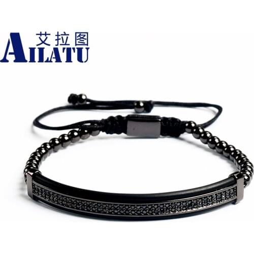 Ailatu New Arrival Versicolor Watch Protector Braided Bracelet Made by 4mm Copper Beads and Micro Paved Black Cubic Zirconia