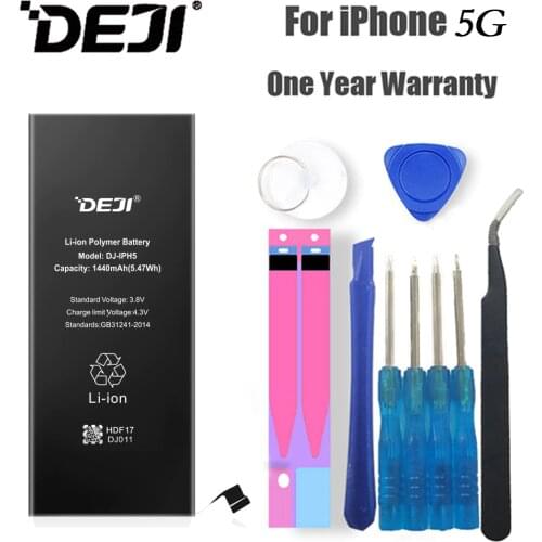 DEJI Battery For iPhone 5/5G High Quality Real Capacity 1440mAh Internal Li-Polymer Phone Batteries Replacement Free Tool Kit