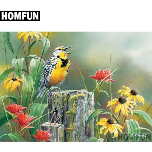 HOMFUN Full Square/Round Drill 5D DIY Diamond Painting "Bird & Flower" Embroidery Cross Stitch 5D Home Decor Gift A04119