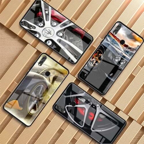 Car wheels Tempered Glass Phone Case For Huawei P20 P30 P40 P40 Lite Pro Psmart Mate 20 30 Cover Shell