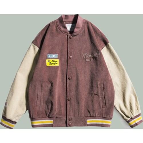 Harajuku Patchwork Baseball Jacket Men Cotton Hip-hop Streetwear Embroidered Loose Coats Campus Couple Oversize Unisex Jackets