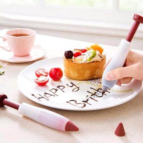 Household Pastry Cream Chocolate Decorating Pens Syringe Silicone Paint Pen Cake Cookie Ice Cream Decorating Pens Baking Tools