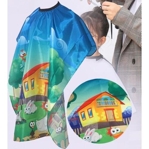 Cartoon Design Child Haircut Apron Hair Cutting Cape Non-Sticky Nylon Waterproof Haircut Kids Cloth Hairdressing Cape for Home