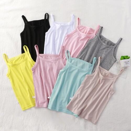 Kids Underwear Model Cotton Girls Tank Tops Candy Colored Girls Vest Children Singlet Tops Undershirt for 2-12 Years