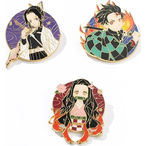 Demon Slayer Badge Enamel Brooch Kamado tanjiro nezuko Anime Brooch Collect Gifts For Man Women Cosplay Party Jewelry Lapel Pins