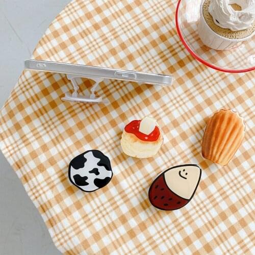 Epoxy Phone Holder Cute Cartoon Food 3D Airbag Folding Phone Holder Stand Grip Finger Ring Support Accessories Jewelry Gifts
