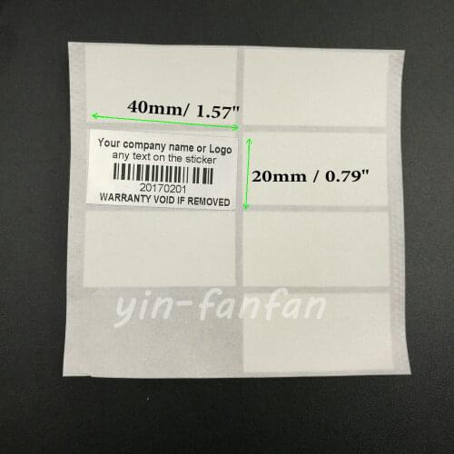 200 Silver Custom Printed Tamper Proof Warranty Void Labels Stickers Seals